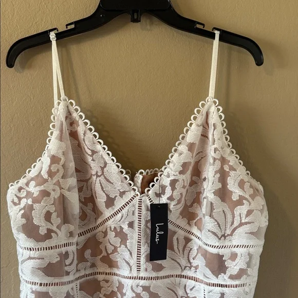 Lulu's Women’s White & Nude Lace Dress Spaghetti straps Fitted size XXL NEW - Picture 5 of 17